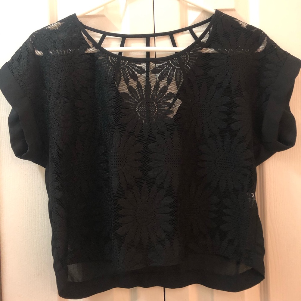 Black Lace Floral Top